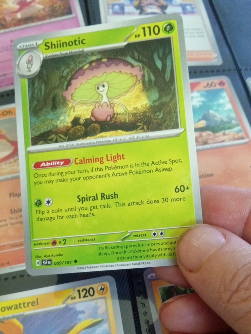 Pokemon Shiinotic Green and Pink Trading Card